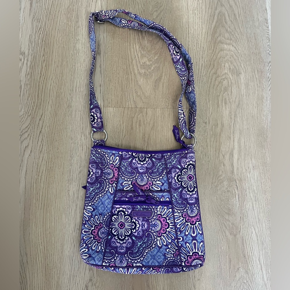 Vera Bradley Lilac Tapestry Purple Print Hipster Crossbody Bag Purse